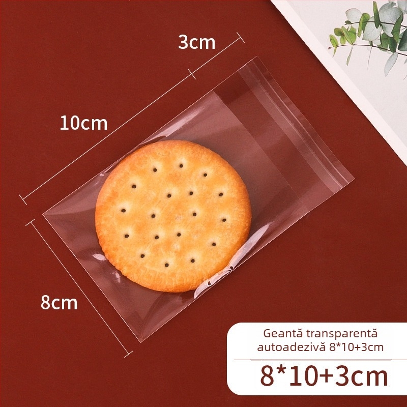 Pungă pentru biscuiți cu închidere autoadezivă, design cu fulgi de zăpadă, material compozit alimentar