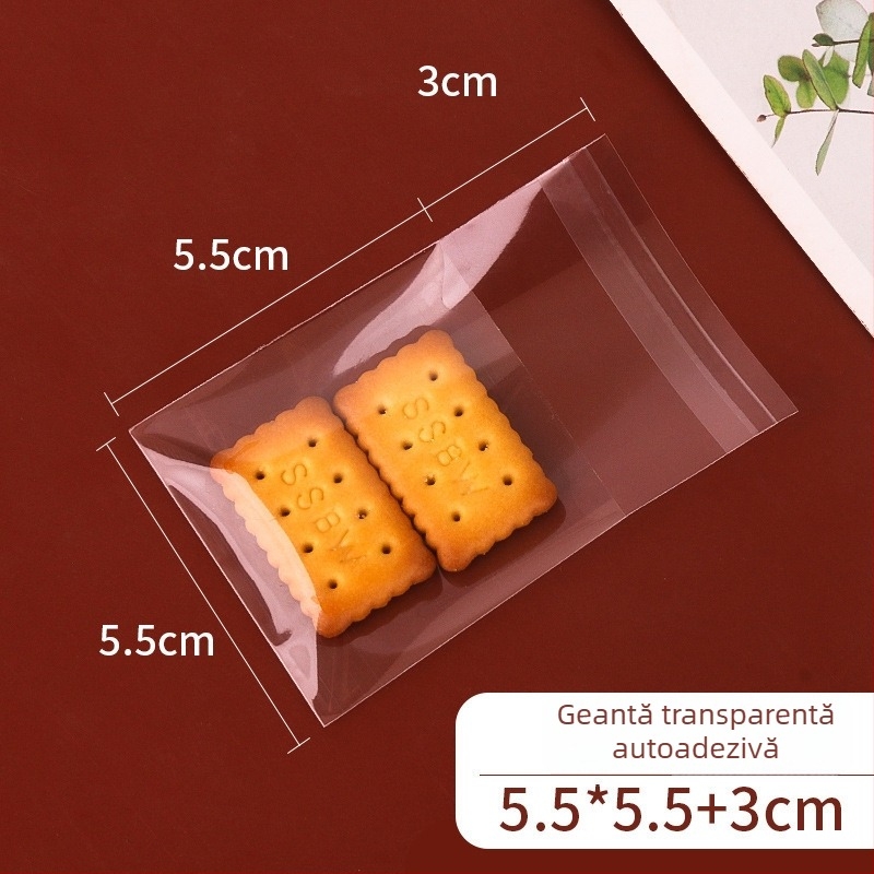 Pungă pentru biscuiți cu închidere autoadezivă, design cu fulgi de zăpadă, material compozit alimentar