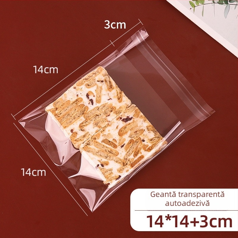 Pungă pentru biscuiți cu închidere autoadezivă, design cu fulgi de zăpadă, material compozit alimentar