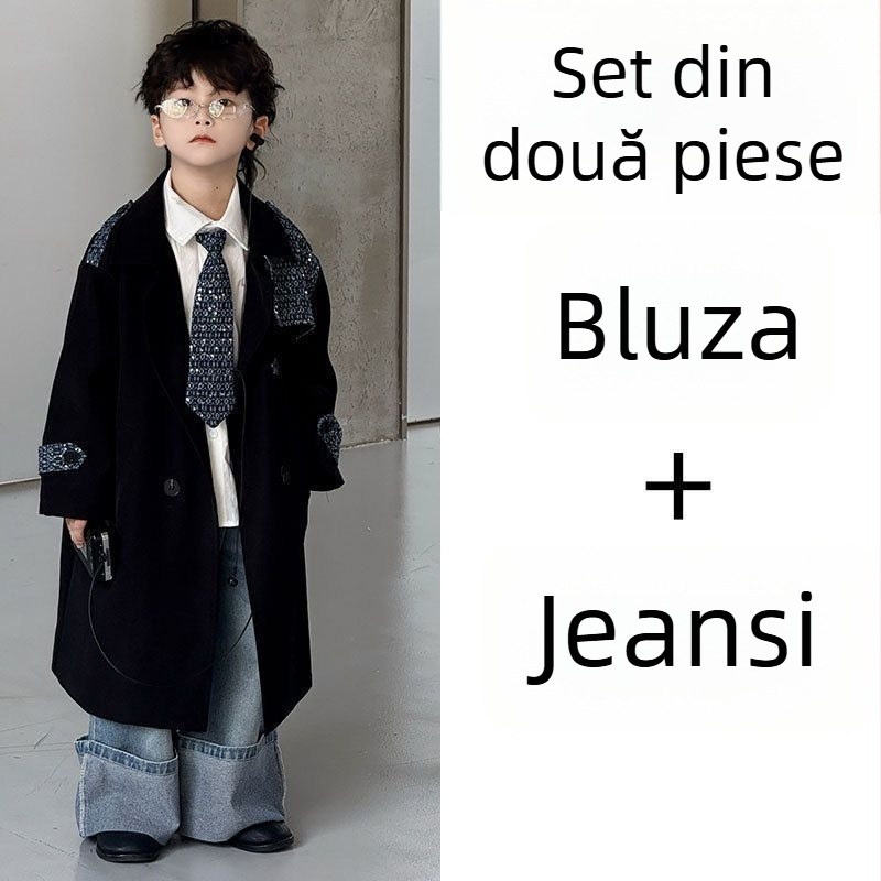 Palton în stil coreean, model solid, țesătură Modală, material principal: blană de iepure, închidere cu nasturi pe un rând, guler de tip sacou