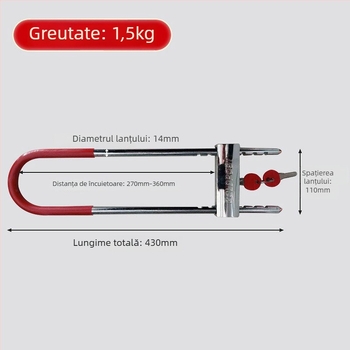 Încuietoare pentru ușă de sticlă, din oțel cu broască mortise, greutate 1500, pentru motociclete, vehicule electrice, biciclete și uși de sticlă, design modern minimalist