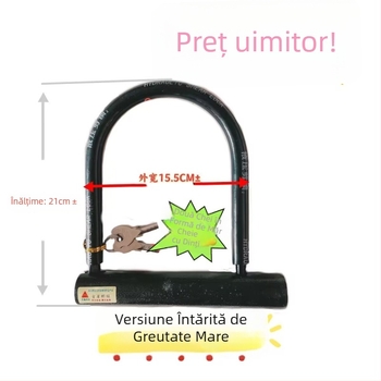 Încuietoare U Big U din oțel aliat pentru vehicule electrice, motociclete și biciclete – greutate ~650 g, procesare personalizată