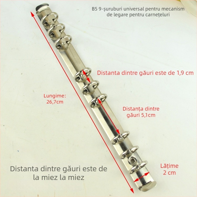 Meiyu Jurnal de mână – Cleme metalice cu inel pentru legare, Tip 0, Model 088, Ambalare la vrac