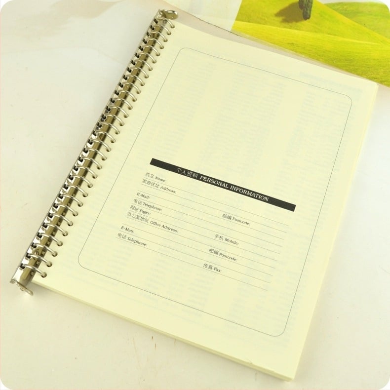 Meiyu Jurnal de mână – Cleme metalice cu inel pentru legare, Tip 0, Model 088, Ambalare la vrac