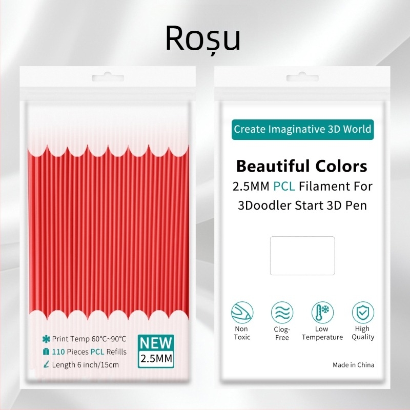 Consumabile PCL pentru 3Doodler la temperatură scăzută, 2.5 mm, secțiune transversală rotundă