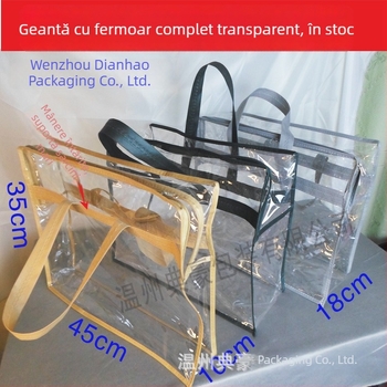 Dianhao set patru pungi transparente cu fermoar pentru ambalare cadouri, PVC material, rezistente la apă și mucegai