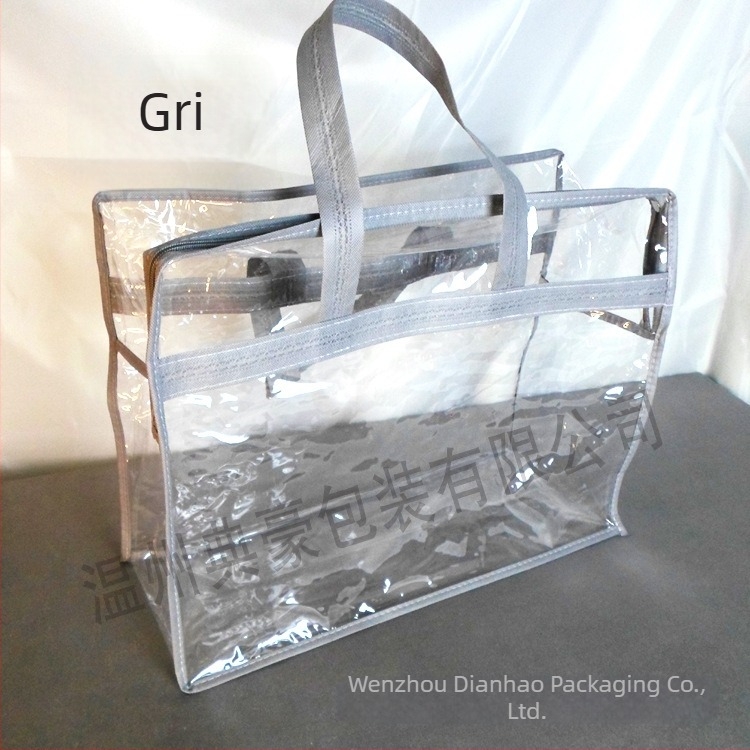 Dianhao set patru pungi transparente cu fermoar pentru ambalare cadouri, PVC material, rezistente la apă și mucegai