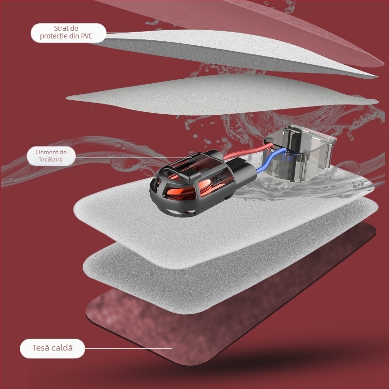 Sticlă de apă fierbinte reîncărcabilă - sigură, pungă electrică de încălzire cu autoîncălzire HLZ-2025, 220V, 380W, material flanel