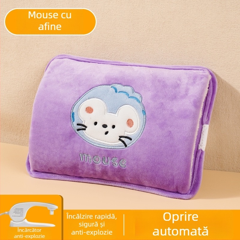 Sticlă de apă fierbinte reîncărcabilă - sigură, pungă electrică de încălzire cu autoîncălzire HLZ-2025, 220V, 380W, material flanel