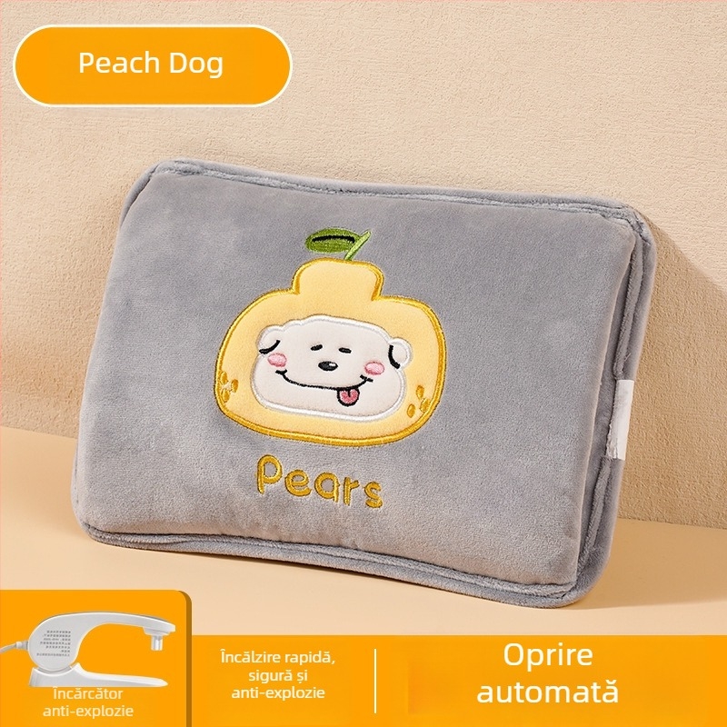 Sticlă de apă fierbinte reîncărcabilă - sigură, pungă electrică de încălzire cu autoîncălzire HLZ-2025, 220V, 380W, material flanel