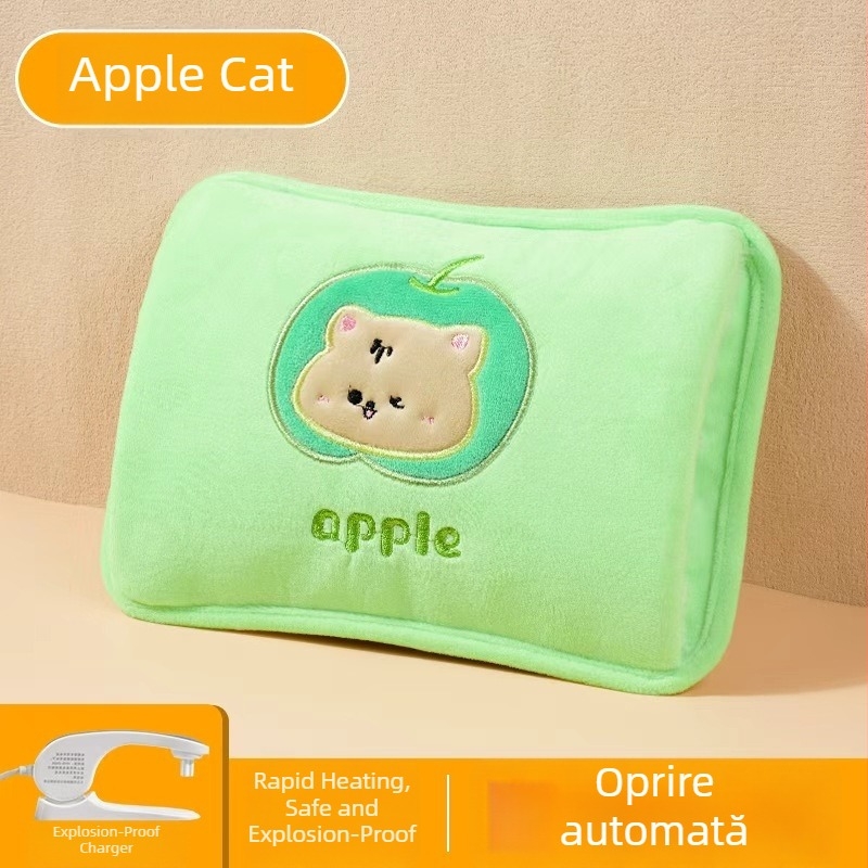 Sticlă de apă fierbinte reîncărcabilă - sigură, pungă electrică de încălzire cu autoîncălzire HLZ-2025, 220V, 380W, material flanel