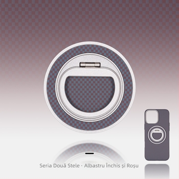 Suport MagSafe pentru telefon din fibră de carbon, cu structură din aliaj și inel rotativ de prindere, formă triunghiulară