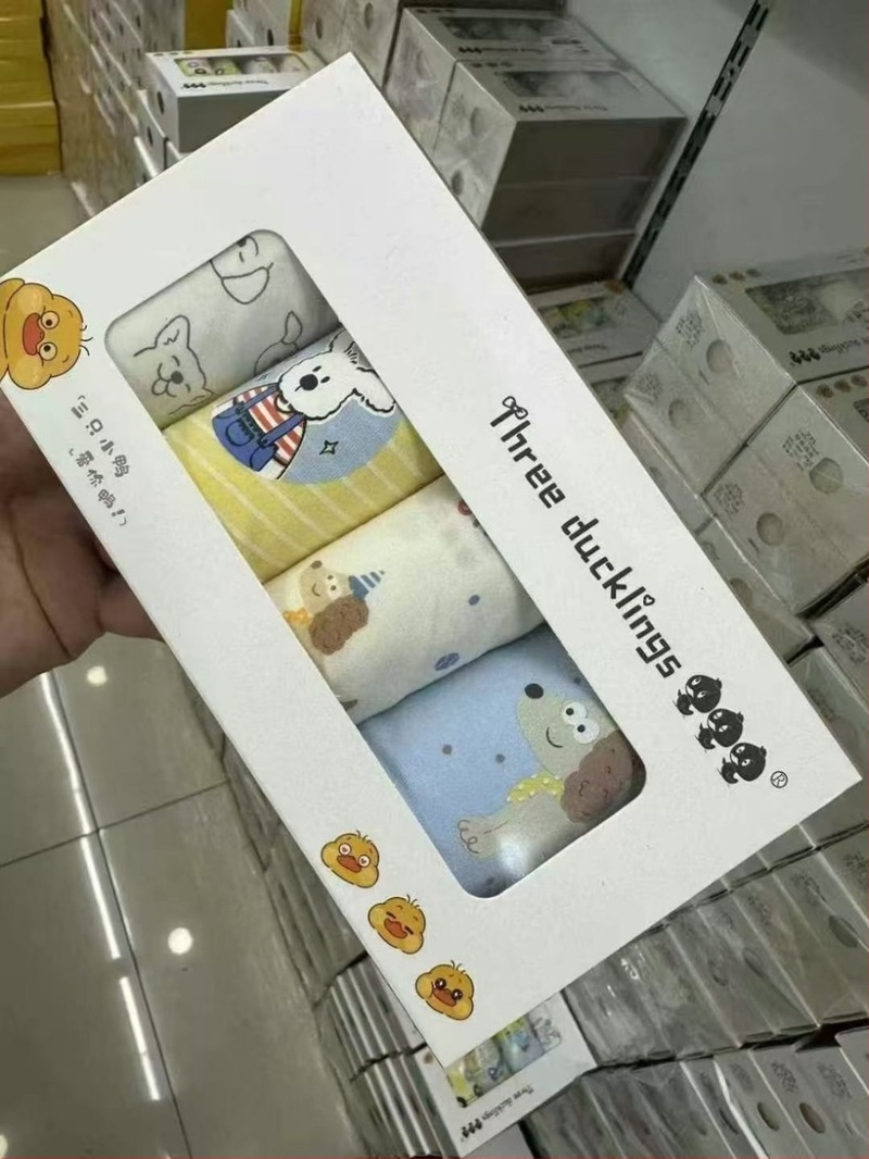 Chiloți pentru copii cu imprimeu desene animate, set de 4 bucăți, 95% bumbac, pentru copii 3–8 ani