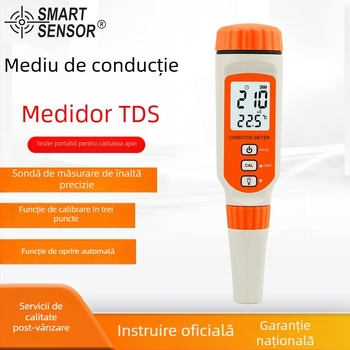 Testăr de calitate a apei tip stilou – conductivitate & TDS, portabil AR8011 (0–19.99 mS / 0–199.99 ppm; precizie ±3% F.S ±1 digit; rezoluție 1 μS / 1 ppm / 0.1 °C; alimentare: 4x LR44)