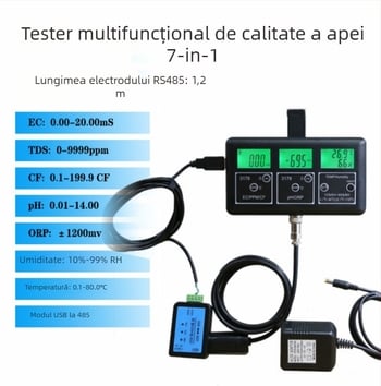 Detector de calitate a apei 7 în 1 - monitor online multi-parametric cu RS485, pH 0-14, precizie 0,01, duritatea totală, salinitate
