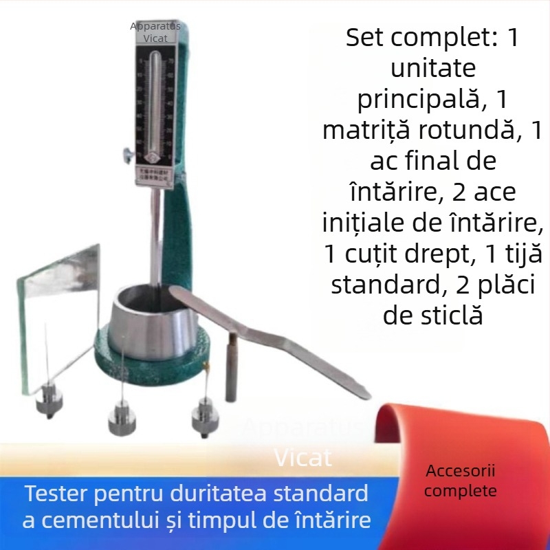 Aparat Vicat standard pentru consistența pastei de ciment și timpul de priză – Model Standard, interval 0-70, precizie 0.1, articol WKY01, cu matriță rotundă de înlocuire