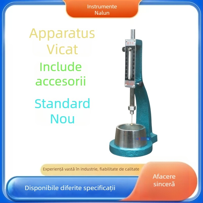 Aparat Vicat standard pentru consistența pastei de ciment și timpul de priză – Model Standard, interval 0-70, precizie 0.1, articol WKY01, cu matriță rotundă de înlocuire