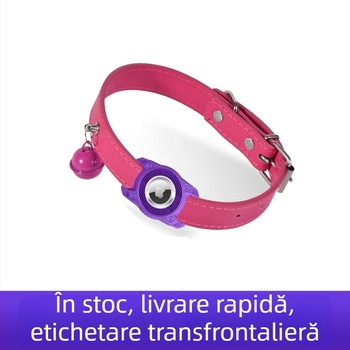 Colier PU compatibil AirTag pentru pisici, impermeabil
