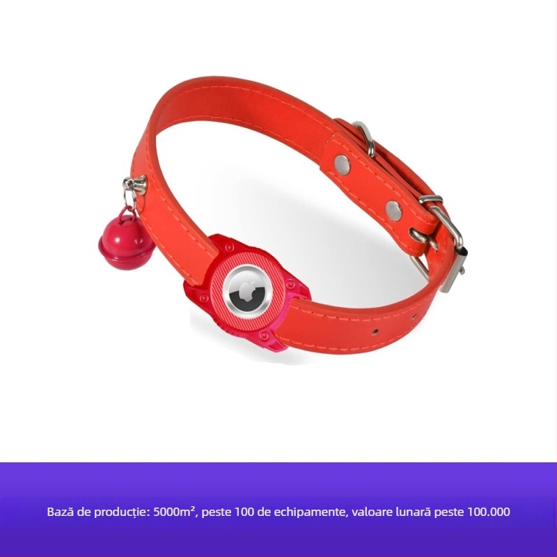 Colier PU compatibil AirTag pentru pisici, impermeabil