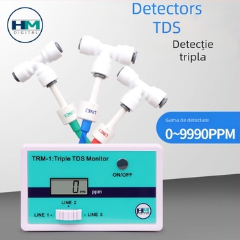 Detector portabil TDS pentru calitatea apei (SM1/TRM1) - interval 0-9990 ppm, rezoluție 1 ppm, alimentare cu 2 baterii buton 1,5V
