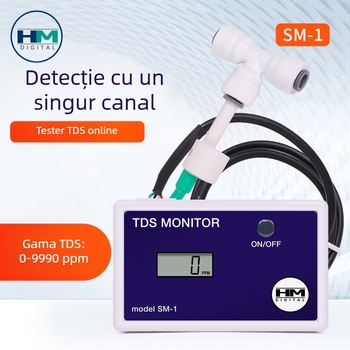 Detector portabil TDS pentru calitatea apei (SM1/TRM1) - interval 0-9990 ppm, rezoluție 1 ppm, alimentare cu 2 baterii buton 1,5V