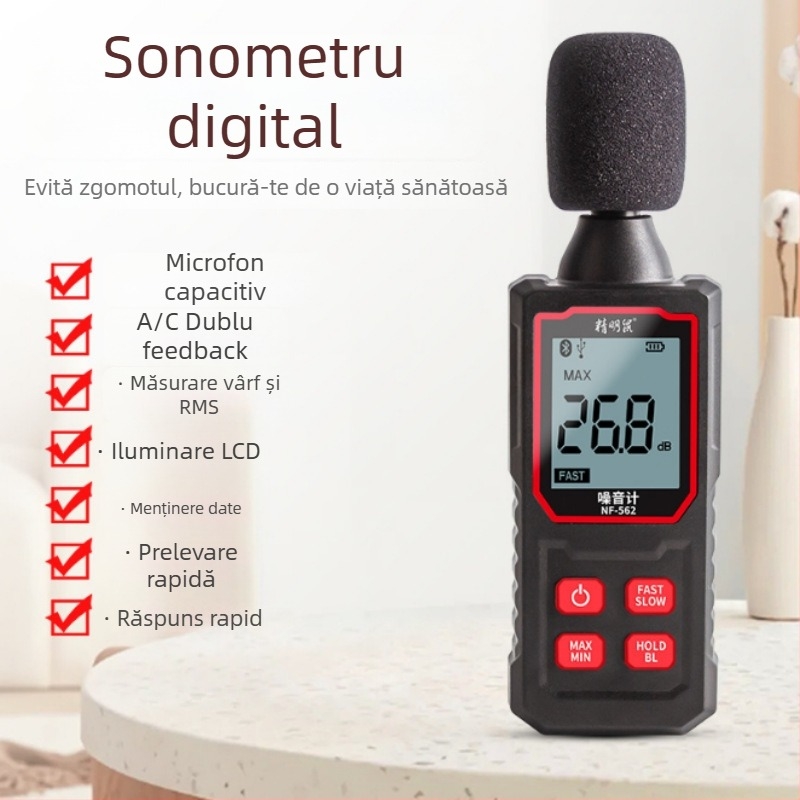 Smart mouse Nf-562 Măsurător portabil de zgomot, detector de decibeli și analizor de spectru al zgomotului pentru uz casnic
