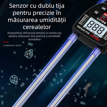 Delixi DLX-HT630A detector de umiditate pentru cereale – pentru grâu, orez, porumb și soia – interval 7,5–55%, rezoluție 0,1%