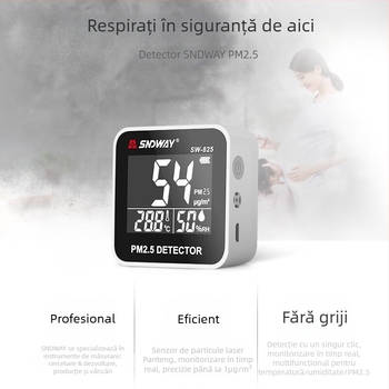 Deep Dawei SW-825 Detector de calitate a aerului: monitor PM2.5, praf și ceață, temperatură și umiditate