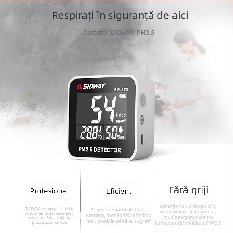 Deep Dawei SW-825 Detector de calitate a aerului: monitor PM2.5, praf și ceață, temperatură și umiditate