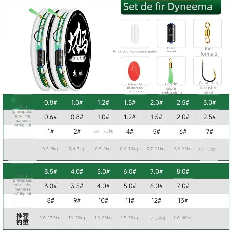 Set rig pentru linia de pescuit cu cârlige duble – linie principală, tracțiune puternică