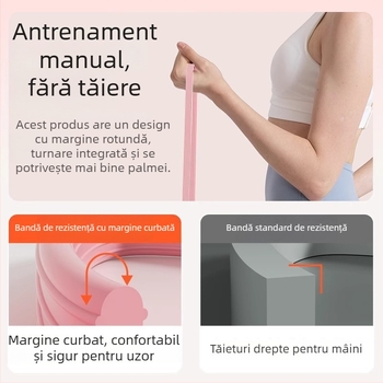 Bandă de rezistență din silicon pentru antrenament de forță — fitness acasă și yoga; țintește fese, picioare și spate; material: silicon