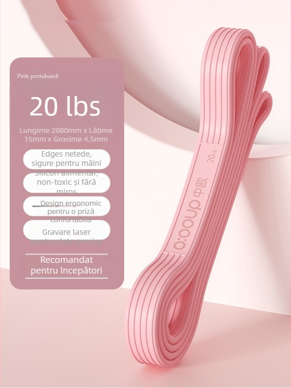 Bandă de rezistență din silicon pentru antrenament de forță — fitness acasă și yoga; țintește fese, picioare și spate; material: silicon