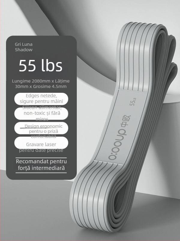 Bandă de rezistență din silicon pentru antrenament de forță — fitness acasă și yoga; țintește fese, picioare și spate; material: silicon