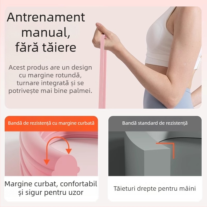 Bandă de rezistență din silicon pentru antrenament de forță — fitness acasă și yoga; țintește fese, picioare și spate; material: silicon