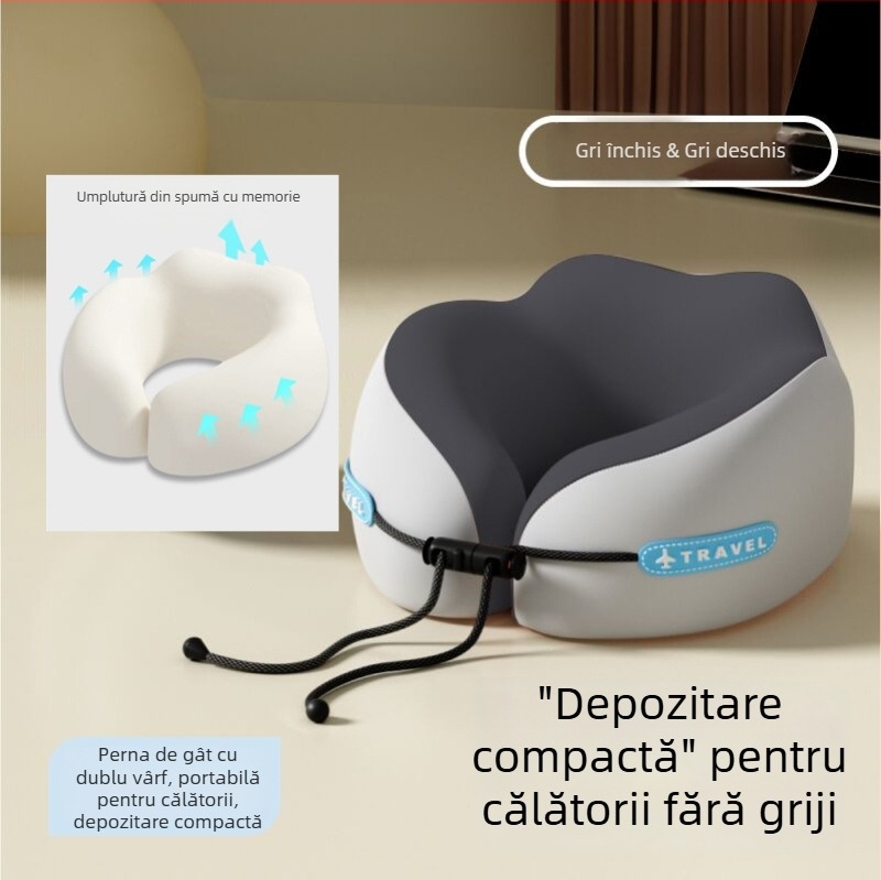mainyer Pernă de călătorie în formă U, umplutură memory foam, husă Ice Silk, stil modern minimalist, pentru adulți