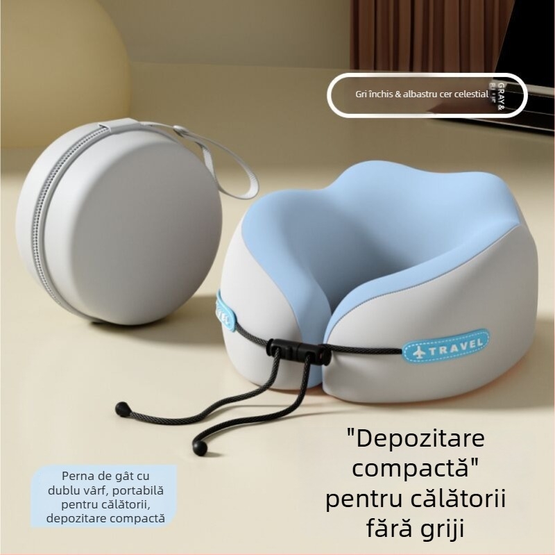 mainyer Pernă de călătorie în formă U, umplutură memory foam, husă Ice Silk, stil modern minimalist, pentru adulți