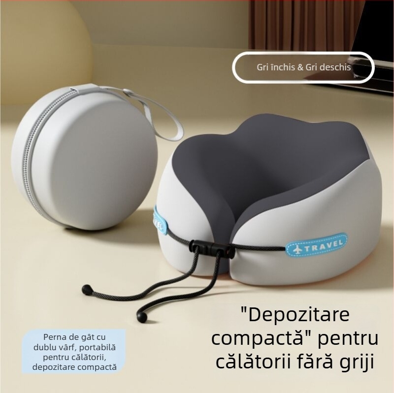 mainyer Pernă de călătorie în formă U, umplutură memory foam, husă Ice Silk, stil modern minimalist, pentru adulți
