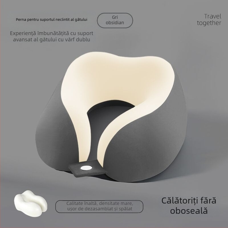 mainyer Pernă de călătorie în formă U, umplutură memory foam, husă Ice Silk, stil modern minimalist, pentru adulți