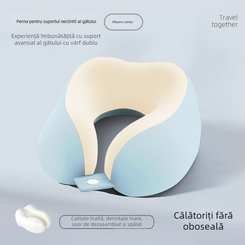 mainyer Pernă de călătorie în formă U, umplutură memory foam, husă Ice Silk, stil modern minimalist, pentru adulți