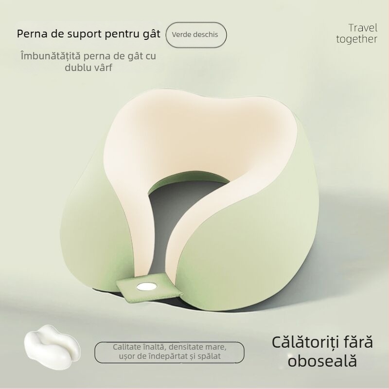 mainyer Pernă de călătorie în formă U, umplutură memory foam, husă Ice Silk, stil modern minimalist, pentru adulți