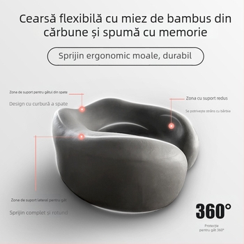 Wabin Pipe Perne de călătorie pentru gât – formă U, spumă cu memorie, husă din poliester, pentru adulți