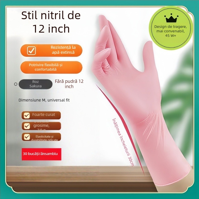 Mănuși de bucătărie din nitril, groase, de unică folosință, rezistente la ulei, pentru spălat vase și curățenie