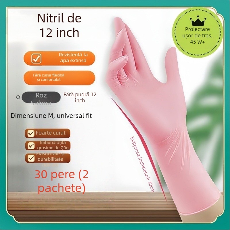 Mănuși de bucătărie din nitril, groase, de unică folosință, rezistente la ulei, pentru spălat vase și curățenie