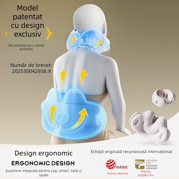 Cyan pernă de călătorie gonflabilă în formă de U, cu husă din PVC, umplere cu aer, stil desen animat, potrivită pentru mașină, călătorii, camping și avion