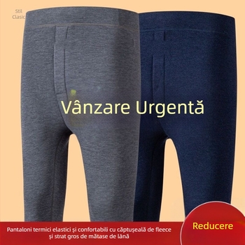 Colanți termici pentru bărbați, cu căptușeală de fleece, trei straturi, țesătură acrilică, grosime extra 501–600 g/m², velur interior