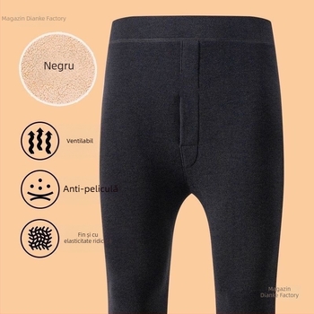 Colanți termici pentru bărbați, cu căptușeală de fleece, trei straturi, țesătură acrilică, grosime extra 501–600 g/m², velur interior