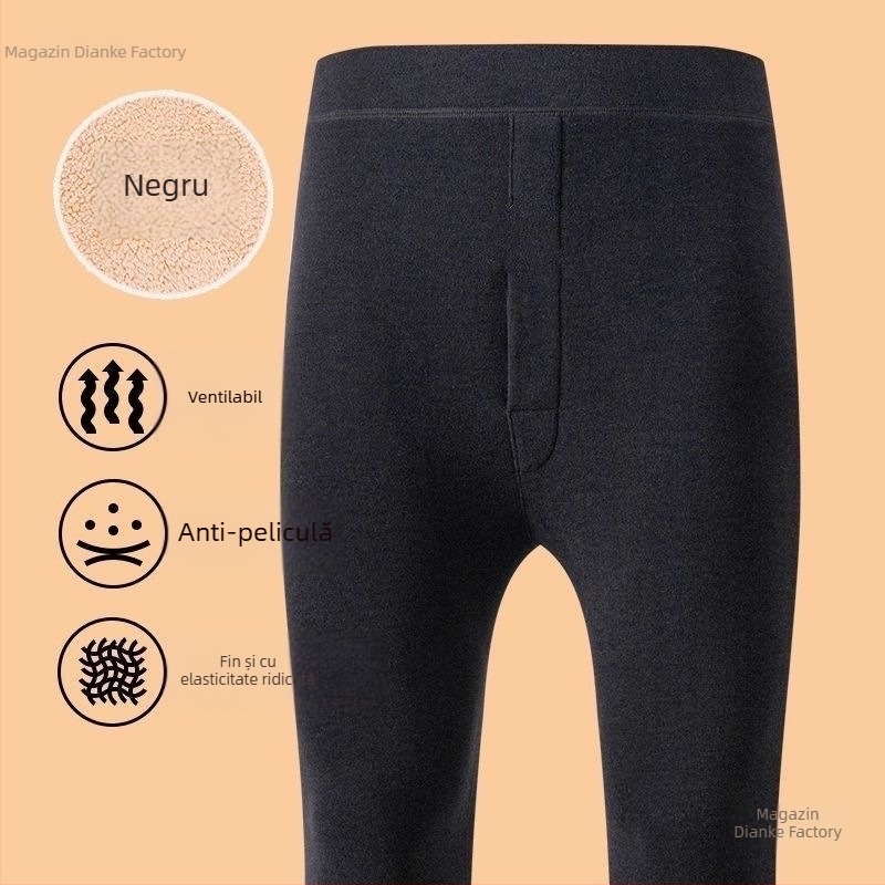 Colanți termici pentru bărbați, cu căptușeală de fleece, trei straturi, țesătură acrilică, grosime extra 501–600 g/m², velur interior