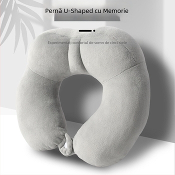 Baimei Pernă de călătorie în formă U pentru adulți – umplutură poliuretan, nucleu Crystal Velvet, husă 100% flanel, stil modern minimalist