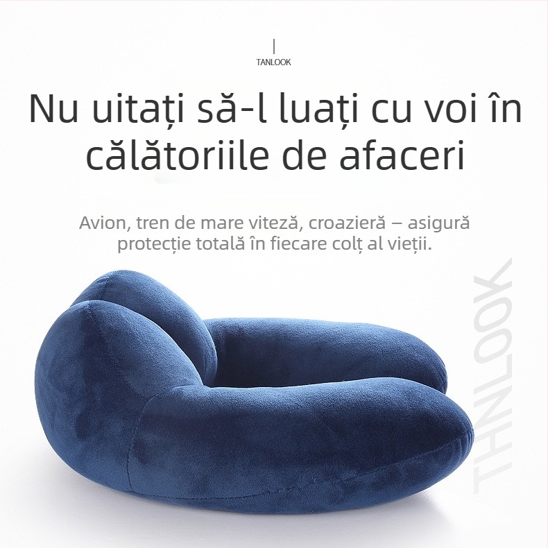 Baimei Pernă de călătorie în formă U pentru adulți – umplutură poliuretan, nucleu Crystal Velvet, husă 100% flanel, stil modern minimalist
