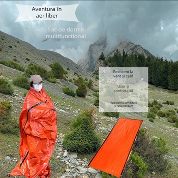 Sac de dormit de urgență pentru camping în aer liber cu folie PE de aluminiu, izolație caldă și saltea impermeabilă